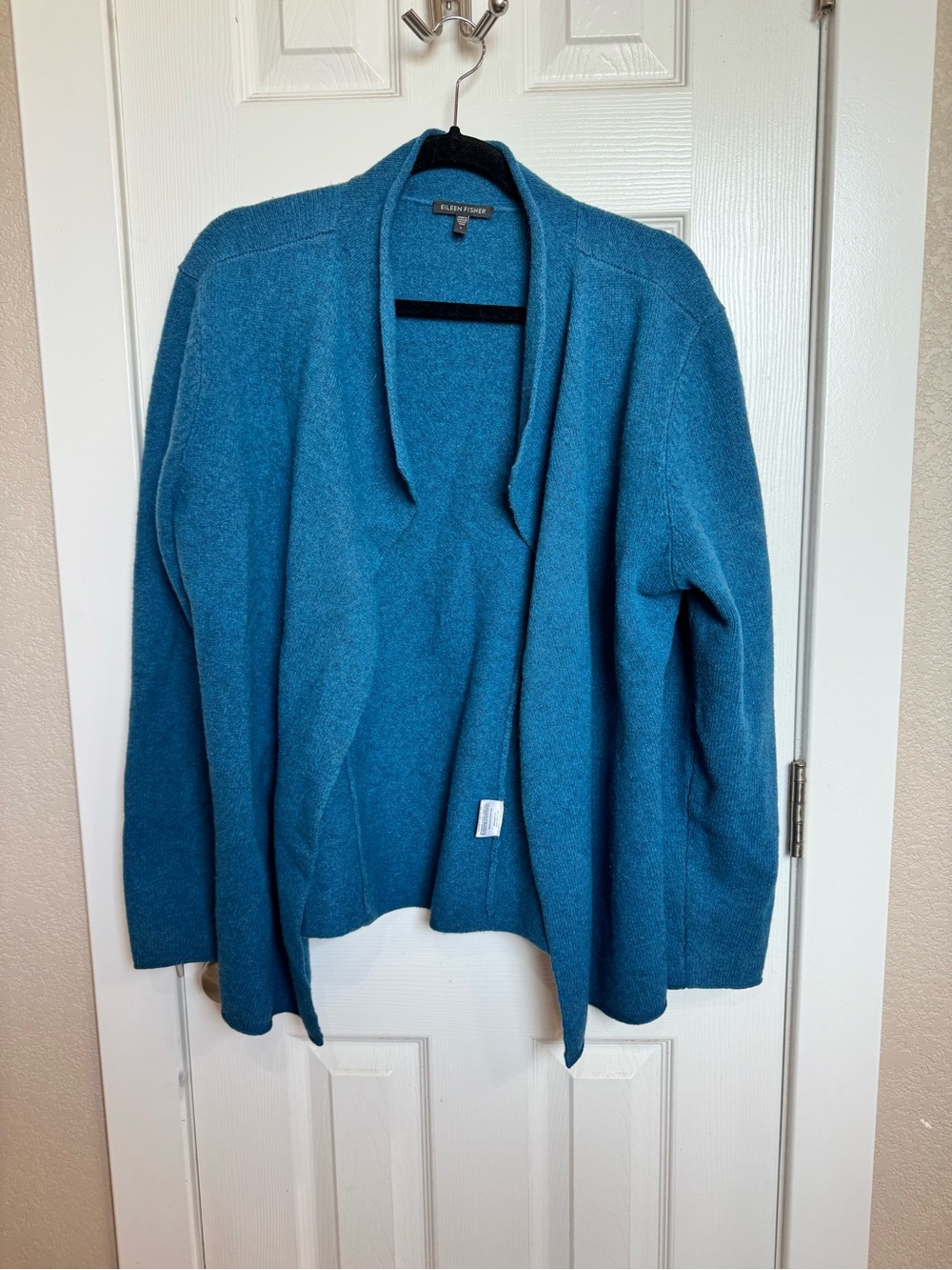 Eileen Fisher Teal Open Drape Wool/cashmere blend Cardigan